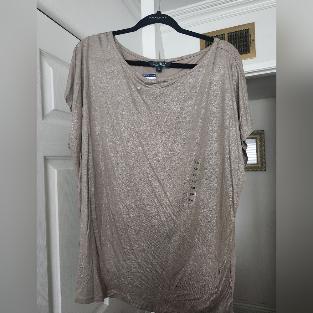 NWT Ralph Lauren Taupe Viscose S/S T-shirt
